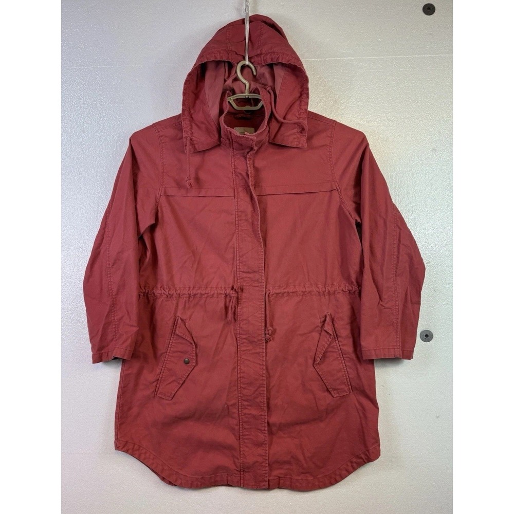 Old Navy Anorak Jacket Hooded Womens Sz XL‎ Coral Red Utility Drawstring Waist